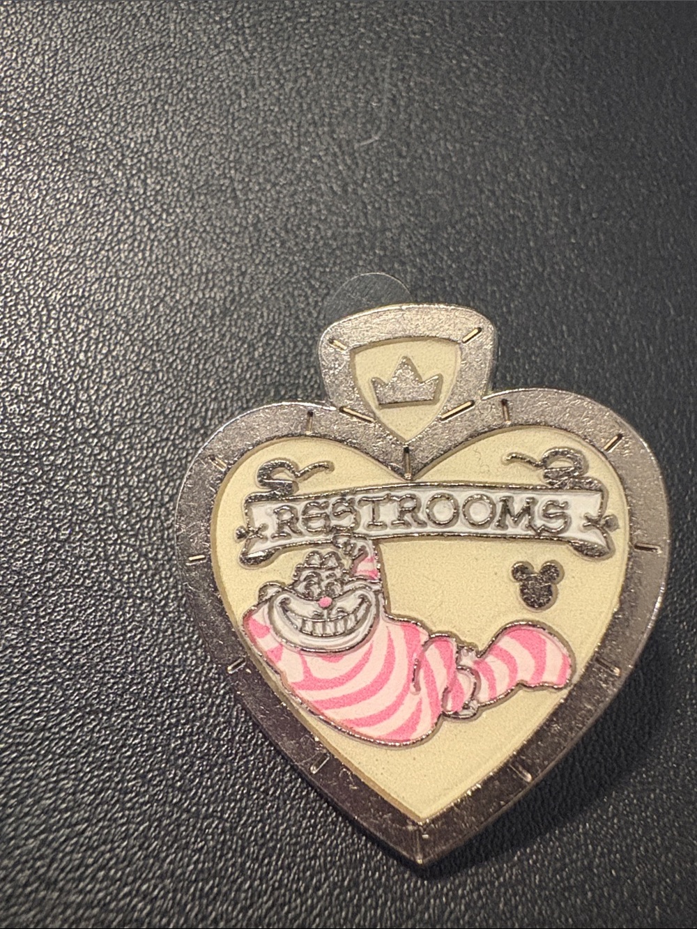 Disney Cheshire Cat 'Restrooms' Heart Enamel Pin